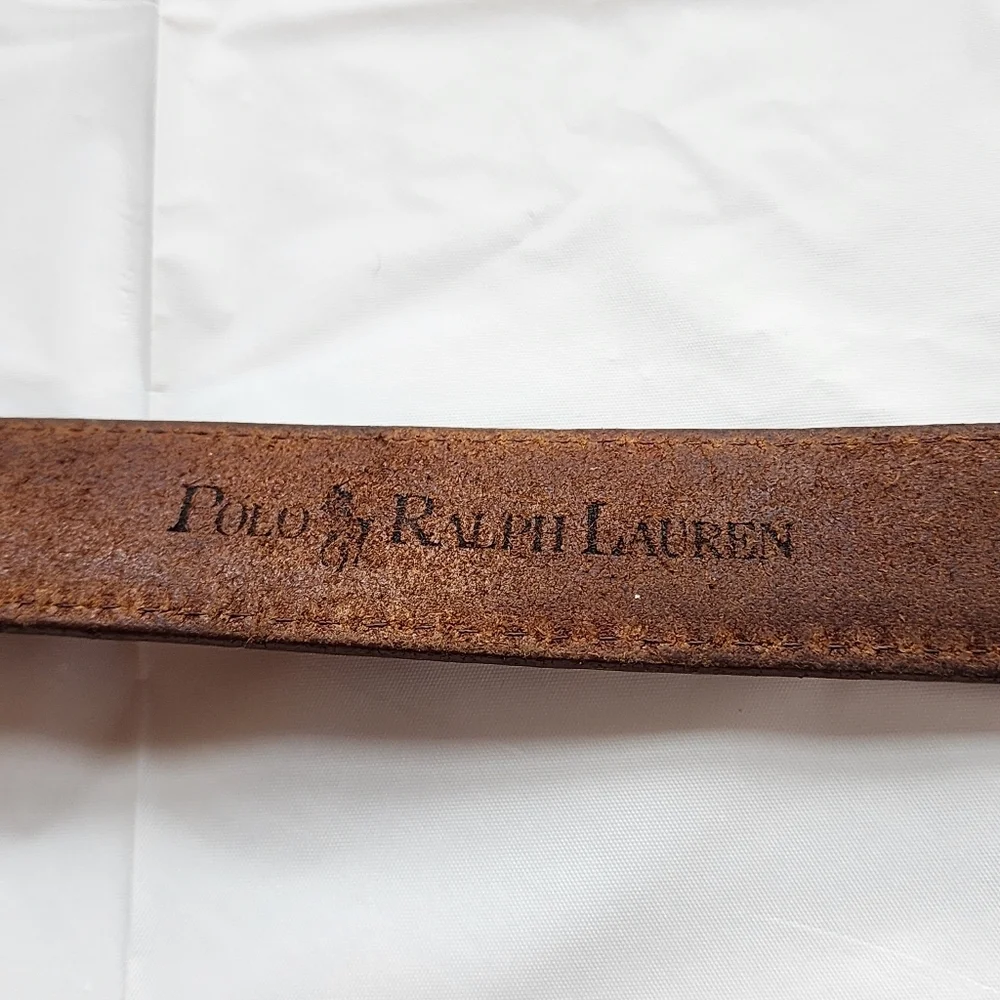 Polo Ralph Lauren Brown Tanned Leather Gold Tone Buckle Men’s Size 38